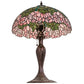 Meyda Lighting Tiffany Cabbage Rose 31143 23" Mahogany Bronze Table Lamp With Multi-Colored Stained Shade Glass