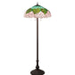 Meyda Lighting Tiffany Cabbage Rose 62" 3-Light Mahogany Bronze Floor Lamp With Multi-Colored Shade Glass
