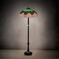 Meyda Lighting Tiffany Cabbage Rose 62" 3-Light Mahogany Bronze Floor Lamp With Pink & Green Shade Glass