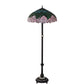 Meyda Lighting Tiffany Cabbage Rose 62" 3-Light Mahogany Bronze Floor Lamp With Pink & Green Shade Glass