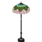 Meyda Lighting Tiffany Cabbage Rose 62" 3-Light Mahogany Bronze Floor Lamp With Pink & Green Shade Glass