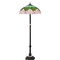 Meyda Lighting Tiffany Cabbage Rose 62" 3-Light Mahogany Bronze Floor Lamp With Pink & Green Shade Glass