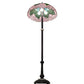 Meyda Lighting Tiffany Cabbage Rose 62" 3-Light Mahogany Bronze Floor Lamp With Pink & Green Shade Glass