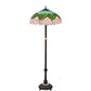 Meyda Lighting Tiffany Cabbage Rose 62" 3-Light Mahogany Bronze Floor Lamp With Pink & Green Shade Glass