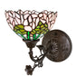 Meyda Lighting Tiffany Cabbage Rose 8" Mahogany Bronze Wall Sconce With Mulit-Colored Shade Glass