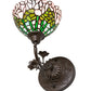 Meyda Lighting Tiffany Cabbage Rose 8" Mahogany Bronze Wall Sconce With Mulit-Colored Shade Glass