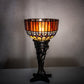 Meyda Lighting Tiffany Candice 15" Mahogany Bronze Mini Table Lamp With Multi-Colored Shade Glass