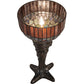 Meyda Lighting Tiffany Candice 15" Mahogany Bronze Mini Table Lamp With Multi-Colored Shade Glass