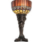 Meyda Lighting Tiffany Candice 15" Mahogany Bronze Mini Table Lamp With Multi-Colored Shade Glass