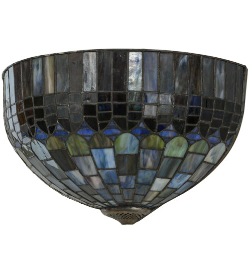 Meyda Lighting Tiffany Candice 16" 2-Light Craftsman Brown Wall Sconce With Multi-Colored Shade Glass
