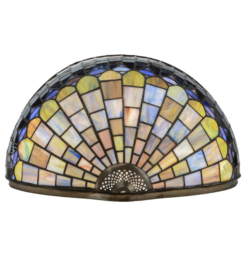 Meyda Lighting Tiffany Candice 16" 2-Light Craftsman Brown Wall Sconce With Multi-Colored Shade Glass