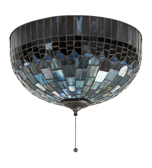Meyda Lighting Tiffany Candice 16" Mahogany Bronze Flush Mount Light With Multi-Colored Shade Glass