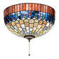 Meyda Lighting Tiffany Candice 16" Mahogany Bronze Flush Mount Light With Multi-Colored Shade Glass