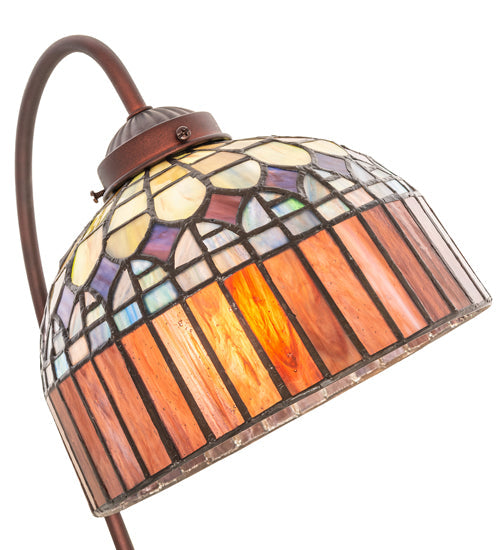 Meyda Lighting Tiffany Candice 18" Mahogany Bronze Desk Table Lamp With Multi-Colored Shade Glass