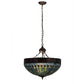 Meyda Lighting Tiffany Candice 22" 3-Light Mahogany Bronze Inverted Pendant Light With Multi-Colored Shade Glass