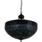 Meyda Lighting Tiffany Candice 22" 3-Light Mahogany Bronze Inverted Pendant Light With Multi-Colored Shade Glass
