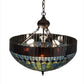 Meyda Lighting Tiffany Candice 22" 3-Light Mahogany Bronze Inverted Pendant Light With Multi-Colored Shade Glass
