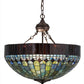 Meyda Lighting Tiffany Candice 22" 3-Light Mahogany Bronze Inverted Pendant Light With Multi-Colored Shade Glass