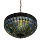 Meyda Lighting Tiffany Candice 22" 3-Light Mahogany Bronze Inverted Pendant Light With Multi-Colored Shade Glass