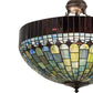 Meyda Lighting Tiffany Candice 22" 3-Light Mahogany Bronze Inverted Pendant Light With Multi-Colored Shade Glass