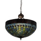 Meyda Lighting Tiffany Candice 22" 3-Light Mahogany Bronze Inverted Pendant Light With Multi-Colored Shade Glass