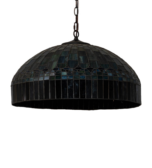 Meyda Lighting Tiffany Candice 22" 3-Light Mahogany Bronze Pendant Light With Multi-Colored Shade Glass