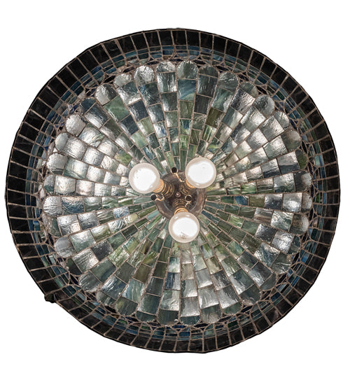 Meyda Lighting Tiffany Candice 22" 3-Light Mahogany Bronze Pendant Light With Multi-Colored Shade Glass