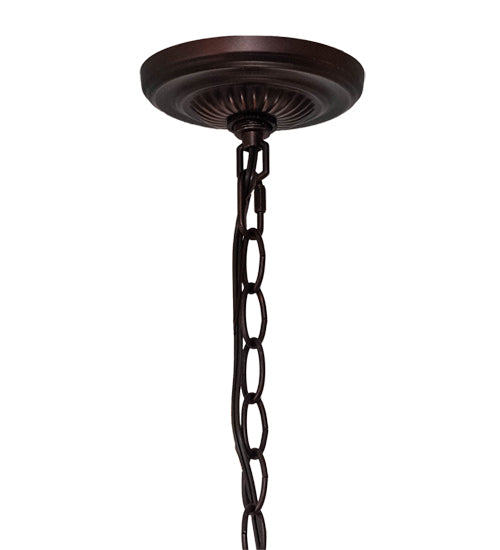 Meyda Lighting Tiffany Candice 22" 3-Light Mahogany Bronze Pendant Light With Multi-Colored Shade Glass