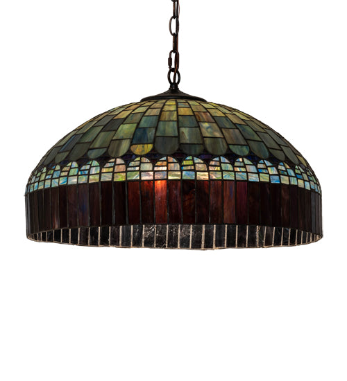 Meyda Lighting Tiffany Candice 22" 3-Light Mahogany Bronze Pendant Light With Multi-Colored Shade Glass