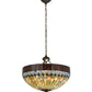 Meyda Lighting Tiffany Candice 22" 3-Light Solar Black Inverted Pendant Light With Multi-Colored Shade Glass