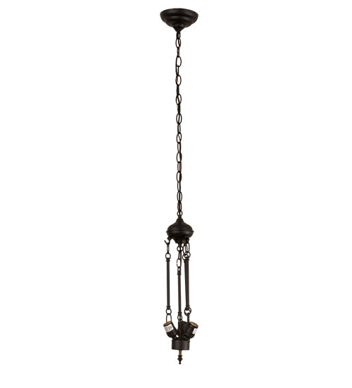 Meyda Lighting Tiffany Candice 22" 3-Light Solar Black Inverted Pendant Light With Multi-Colored Shade Glass