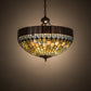 Meyda Lighting Tiffany Candice 22" 3-Light Solar Black Inverted Pendant Light With Multi-Colored Shade Glass