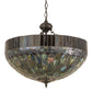 Meyda Lighting Tiffany Candice 22" 3-Light Solar Black Inverted Pendant Light With Multi-Colored Shade Glass