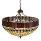 Meyda Lighting Tiffany Candice 22" 3-Light Solar Black Inverted Pendant Light With Multi-Colored Shade Glass