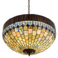 Meyda Lighting Tiffany Candice 22" 3-Light Solar Black Inverted Pendant Light With Multi-Colored Shade Glass