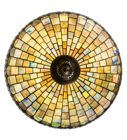 Meyda Lighting Tiffany Candice 22" 3-Light Solar Black Inverted Pendant Light With Multi-Colored Shade Glass