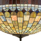 Meyda Lighting Tiffany Candice 22" 3-Light Solar Black Inverted Pendant Light With Multi-Colored Shade Glass