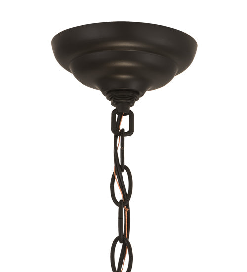 Meyda Lighting Tiffany Candice 22" 3-Light Solar Black Inverted Pendant Light With Multi-Colored Shade Glass