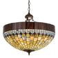 Meyda Lighting Tiffany Candice 22" 3-Light Solar Black Inverted Pendant Light With Multi-Colored Shade Glass