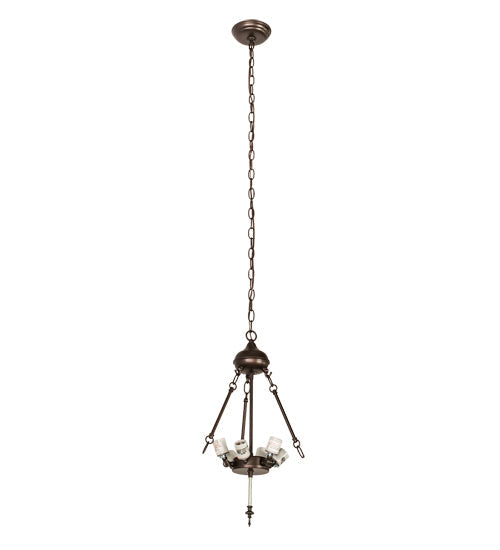 Meyda Lighting Tiffany Candice 22" 6-Light Mahogany Bronze Inverted Pendant Light With Multi-Colored Shade Glass