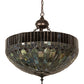 Meyda Lighting Tiffany Candice 22" 6-Light Mahogany Bronze Inverted Pendant Light With Multi-Colored Shade Glass