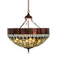 Meyda Lighting Tiffany Candice 22" 6-Light Mahogany Bronze Inverted Pendant Light With Multi-Colored Shade Glass