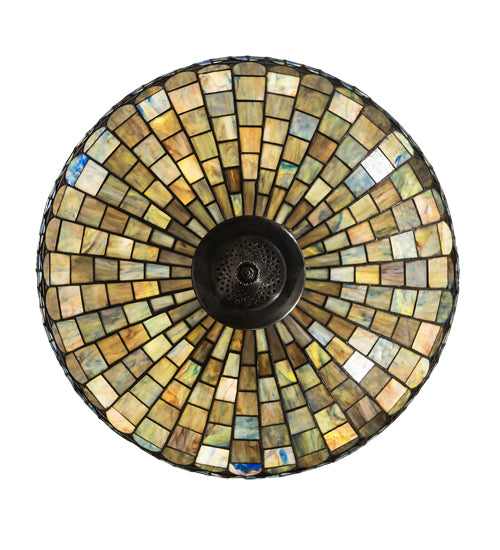 Meyda Lighting Tiffany Candice 22" 6-Light Mahogany Bronze Inverted Pendant Light With Multi-Colored Shade Glass