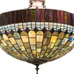 Meyda Lighting Tiffany Candice 22" 6-Light Mahogany Bronze Inverted Pendant Light With Multi-Colored Shade Glass