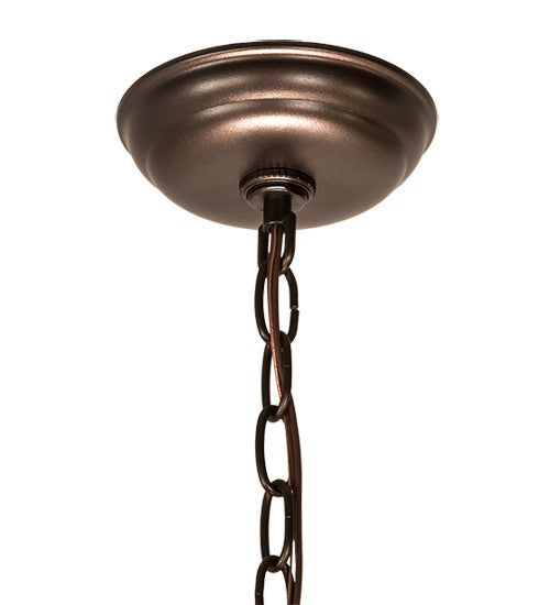 Meyda Lighting Tiffany Candice 22" 6-Light Mahogany Bronze Inverted Pendant Light With Multi-Colored Shade Glass