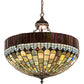 Meyda Lighting Tiffany Candice 22" 6-Light Mahogany Bronze Inverted Pendant Light With Multi-Colored Shade Glass