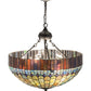 Meyda Lighting Tiffany Candice 22" 6-Light Solar Black Inverted Pendant Light With Multi-Colored Shade Glass