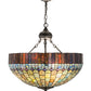 Meyda Lighting Tiffany Candice 22" 6-Light Solar Black Inverted Pendant Light With Multi-Colored Shade Glass