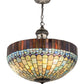 Meyda Lighting Tiffany Candice 22" 6-Light Solar Black Inverted Pendant Light With Multi-Colored Shade Glass