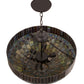 Meyda Lighting Tiffany Candice 22" 6-Light Solar Black Inverted Pendant Light With Multi-Colored Shade Glass